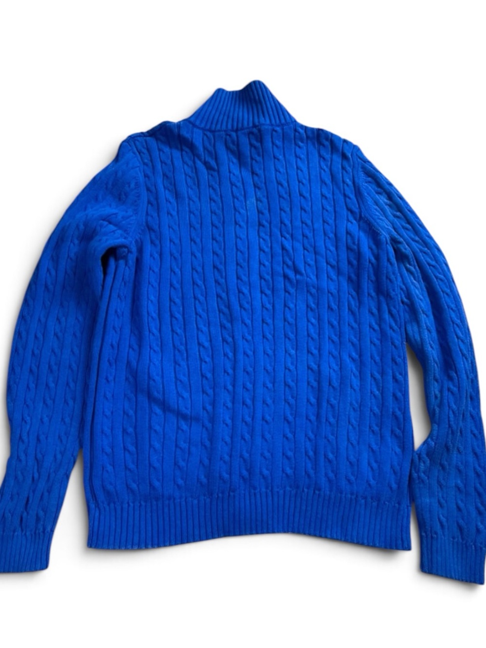 Ralph Lauren Women’s Cable-Knit Zip Cardigan in Royal Blue with Gold Zippers - Picture 3 of 5